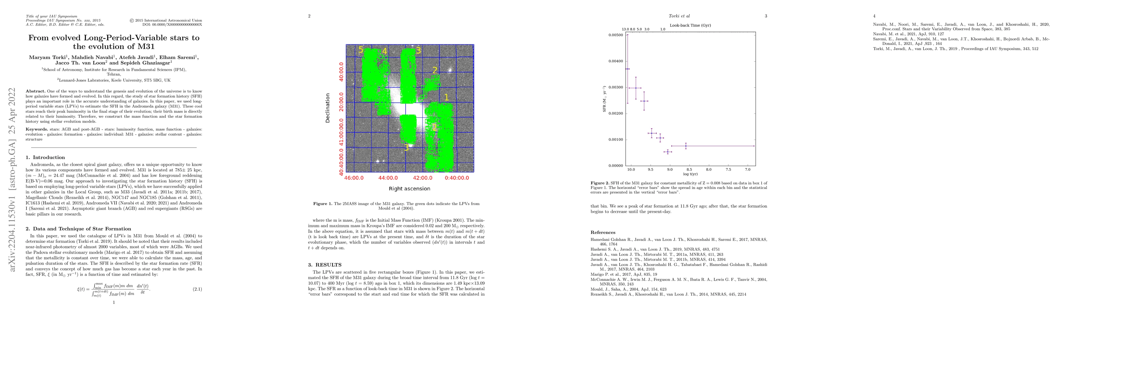 Thumbnail for From evolved Long-Period-Variable stars to the evolution of M31