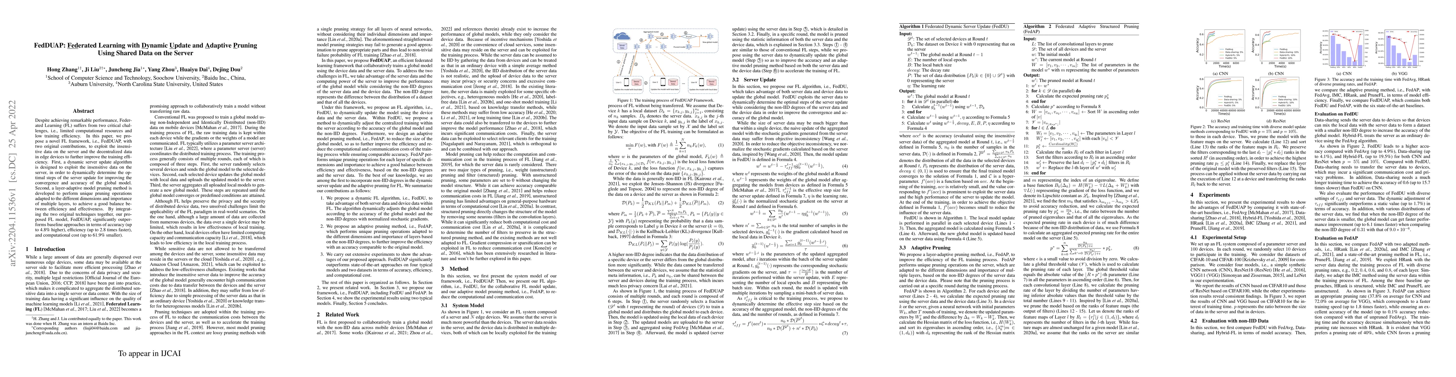 Thumbnail for FedDUAP: Federated Learning with Dynamic Update and Adaptive Pruning
  Using Shared Data on the Server