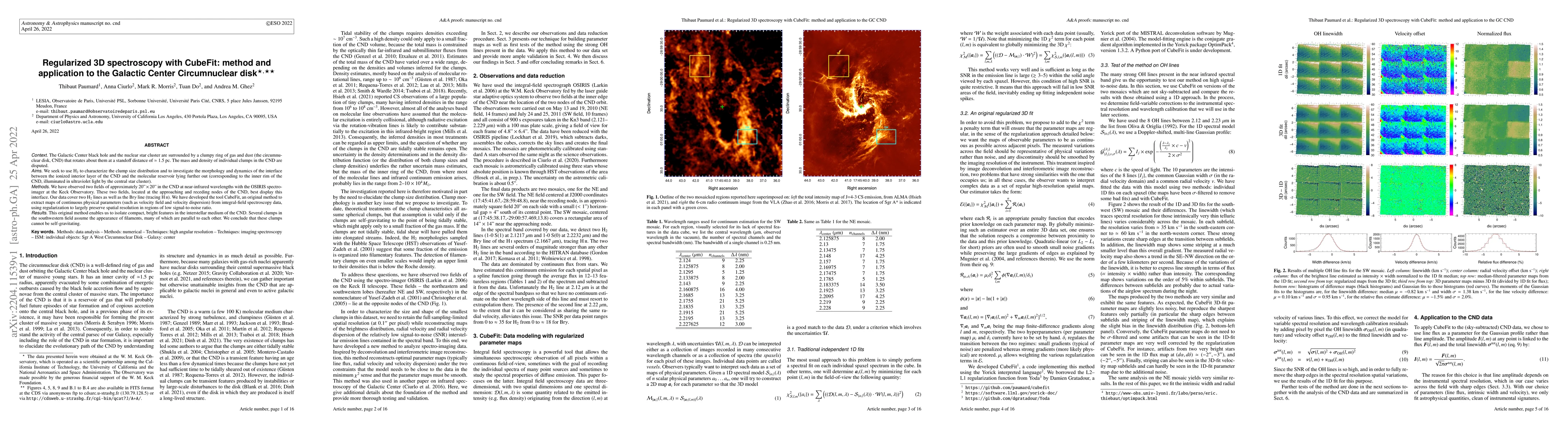 Thumbnail for Regularized 3D spectroscopy with CubeFit: method and application to the
  Galactic Center Circumnuclear disk