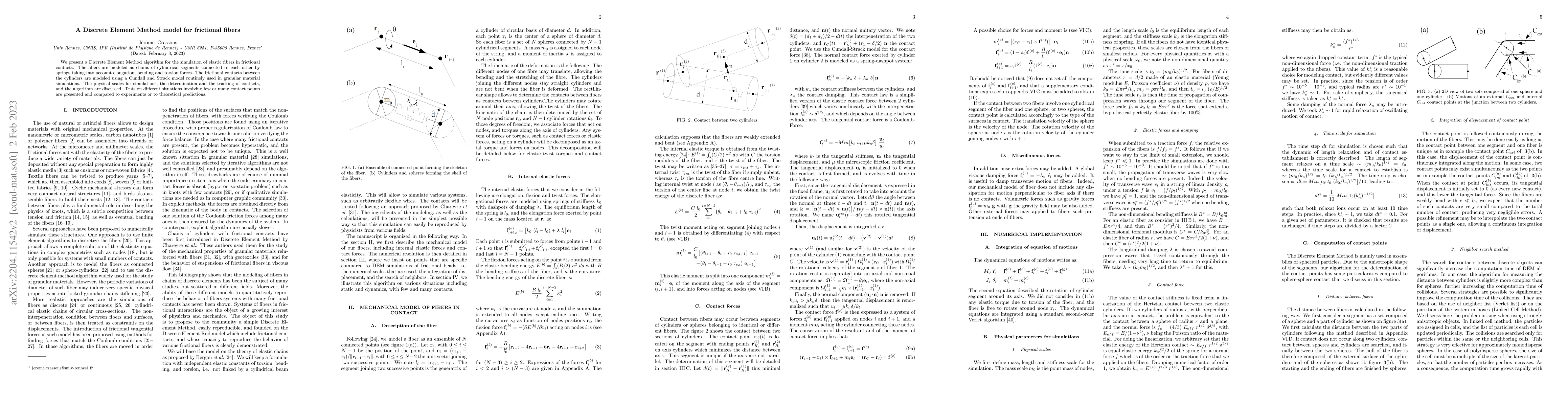 Thumbnail for A Discrete Element Method model for frictional fibers