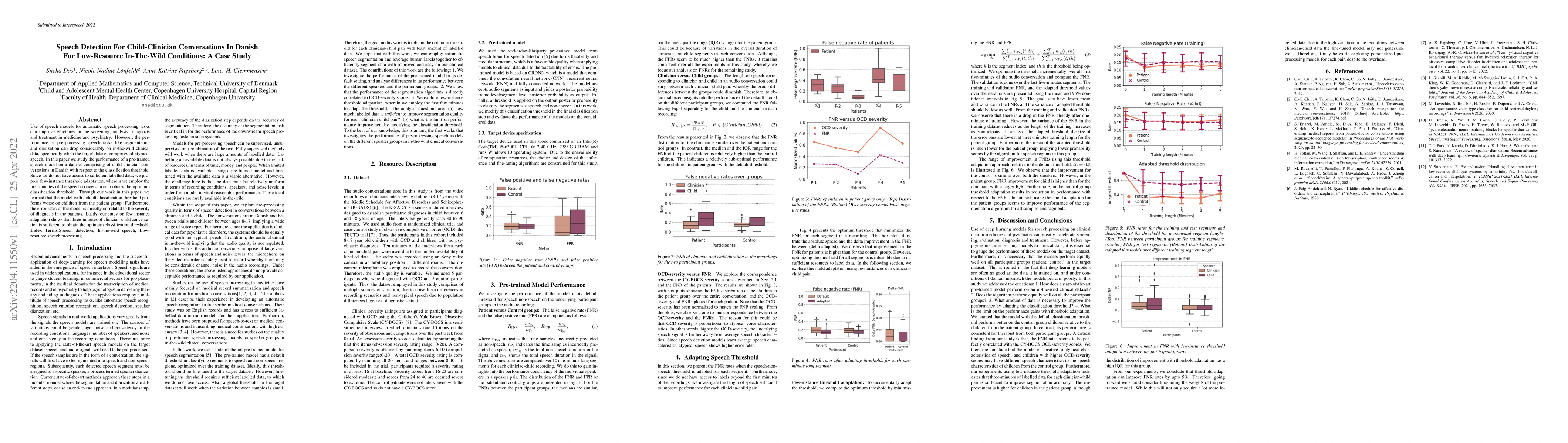 Thumbnail for Speech Detection For Child-Clinician Conversations In Danish For
  Low-Resource In-The-Wild Conditions: A Case Study