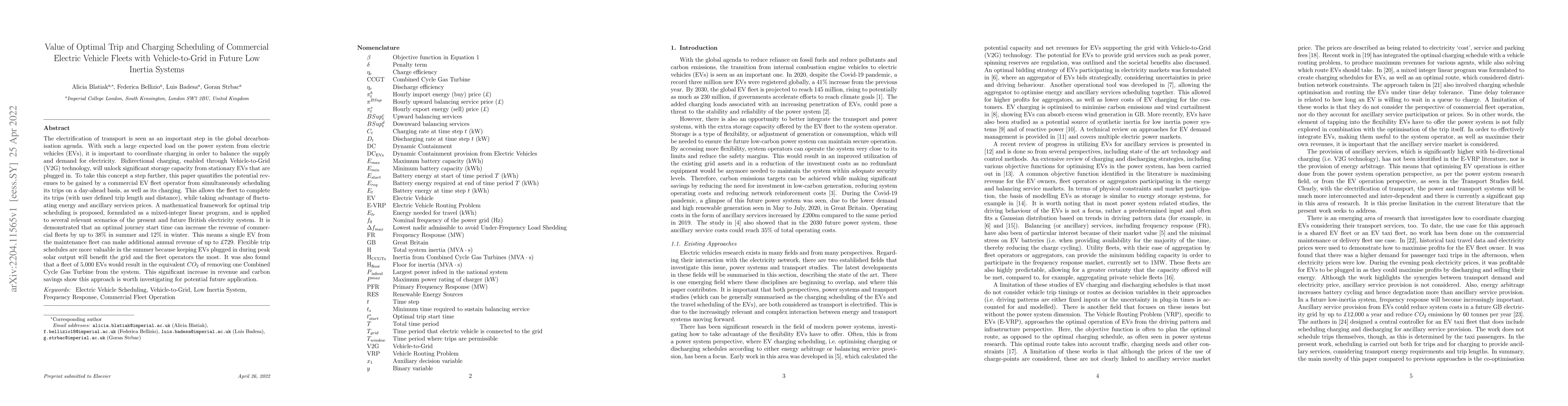 Thumbnail for Value of Optimal Trip and Charging Scheduling of Commercial Electric
  Vehicle Fleets with Vehicle-to-Grid in Future Low Inertia Systems