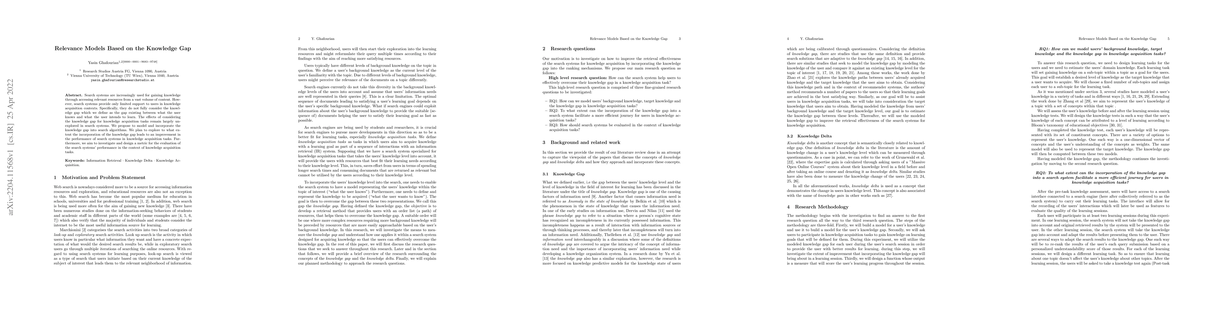 Thumbnail for Relevance Models Based on the Knowledge Gap
