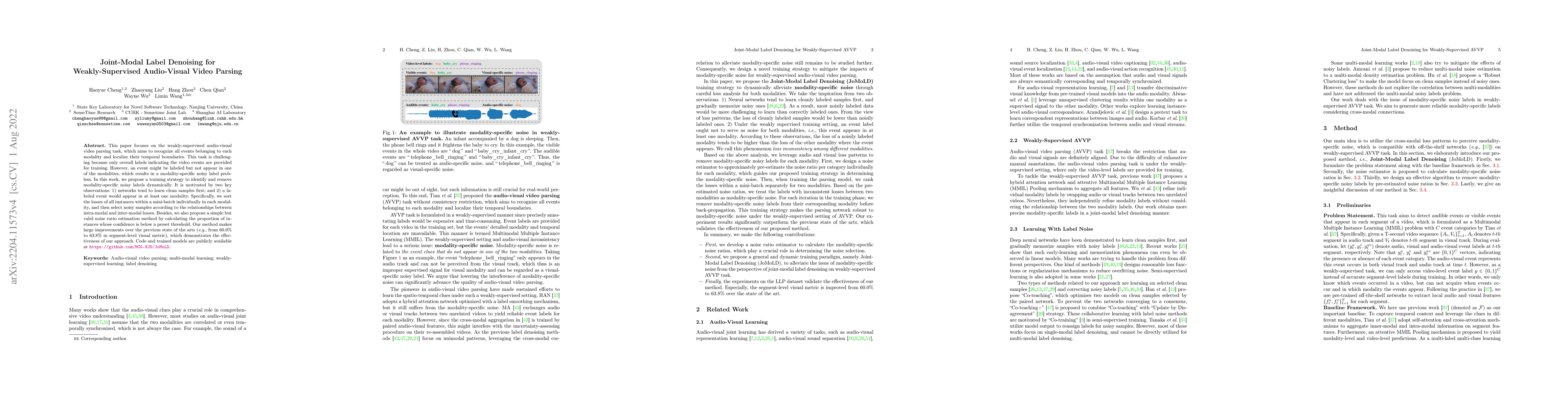 Thumbnail for Joint-Modal Label Denoising for Weakly-Supervised Audio-Visual Video
  Parsing