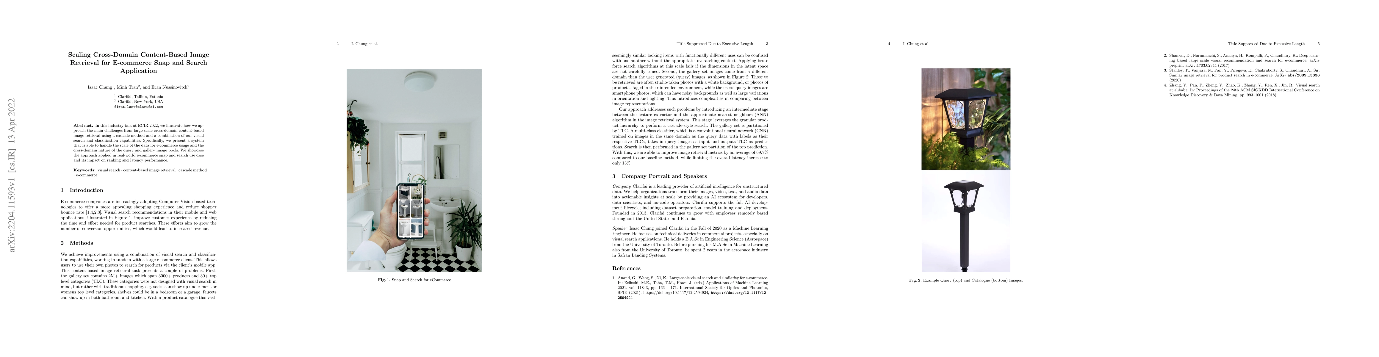 Thumbnail for Scaling Cross-Domain Content-Based Image Retrieval for E-commerce Snap
  and Search Application