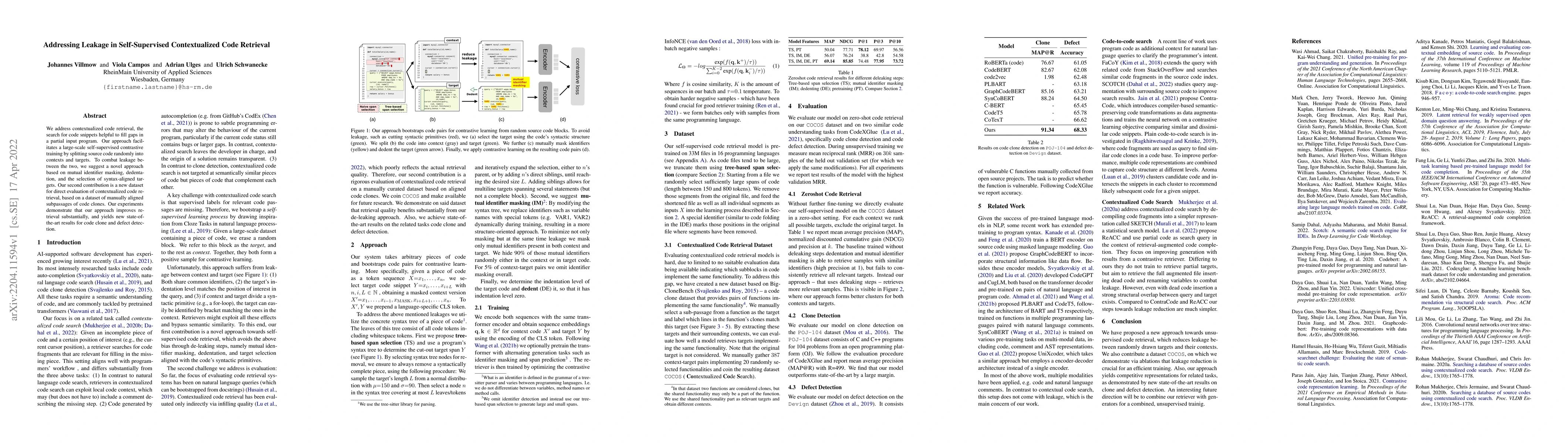Thumbnail for Addressing Leakage in Self-Supervised Contextualized Code Retrieval