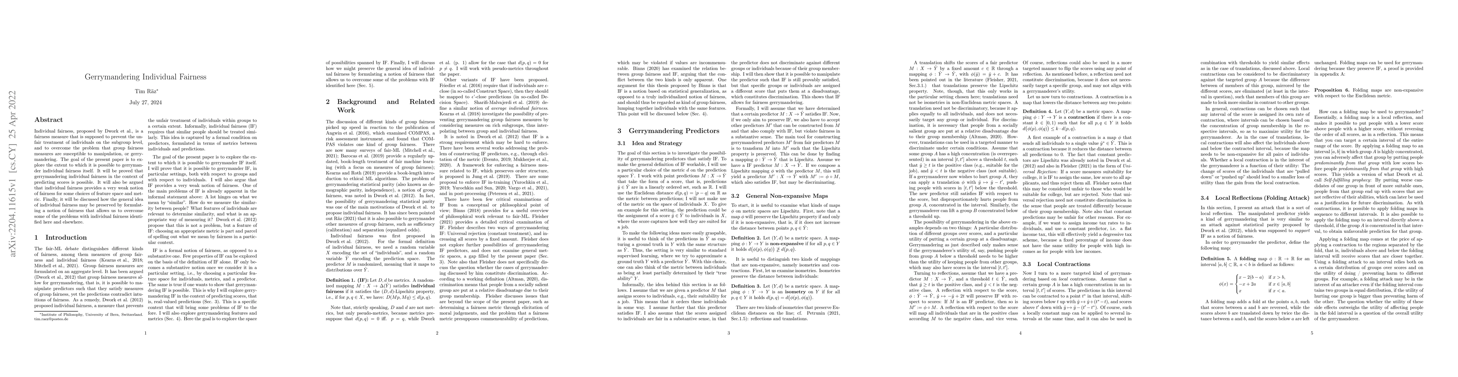 Thumbnail for Gerrymandering Individual Fairness