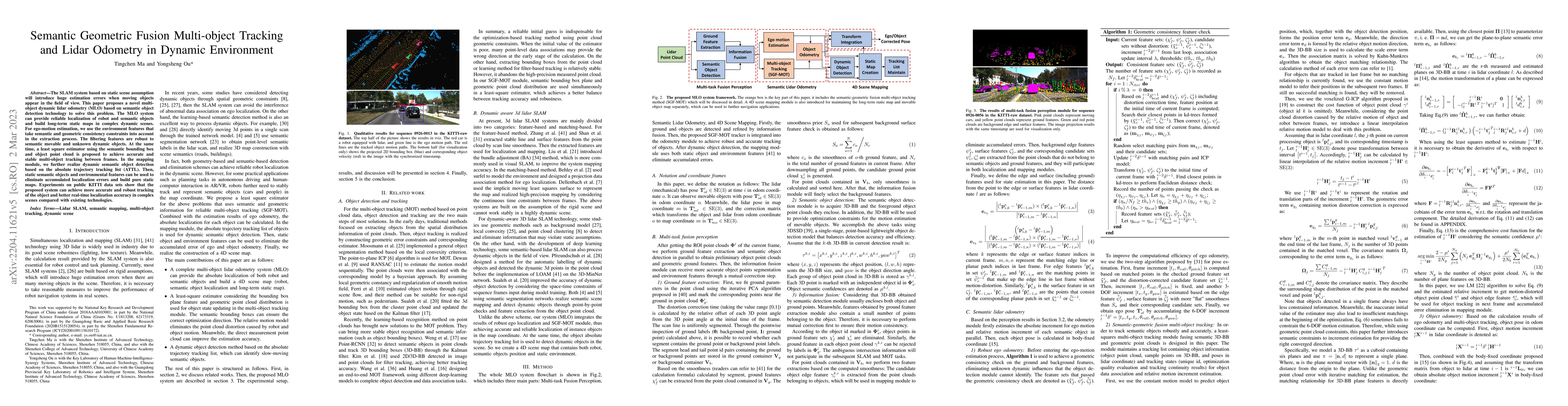 Thumbnail for Semantic Geometric Fusion Multi-object Tracking and Lidar Odometry in
  Dynamic Environment