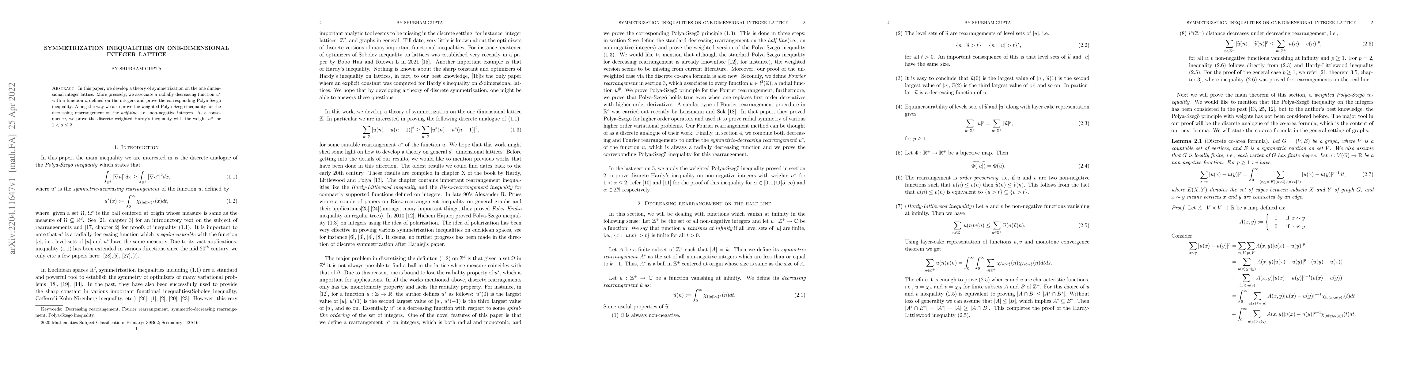 Thumbnail for Symmetrization inequalities on one-dimensional integer lattice