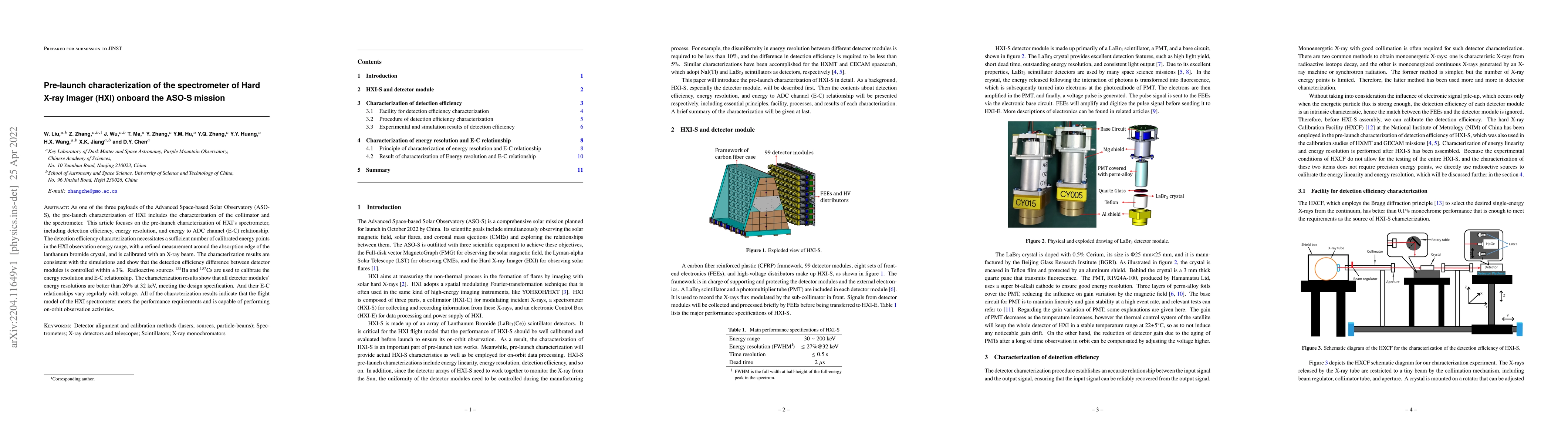 Thumbnail for Pre-launch characterization of the spectrometer of Hard X-ray Imager
  (HXI) onboard the ASO-S mission