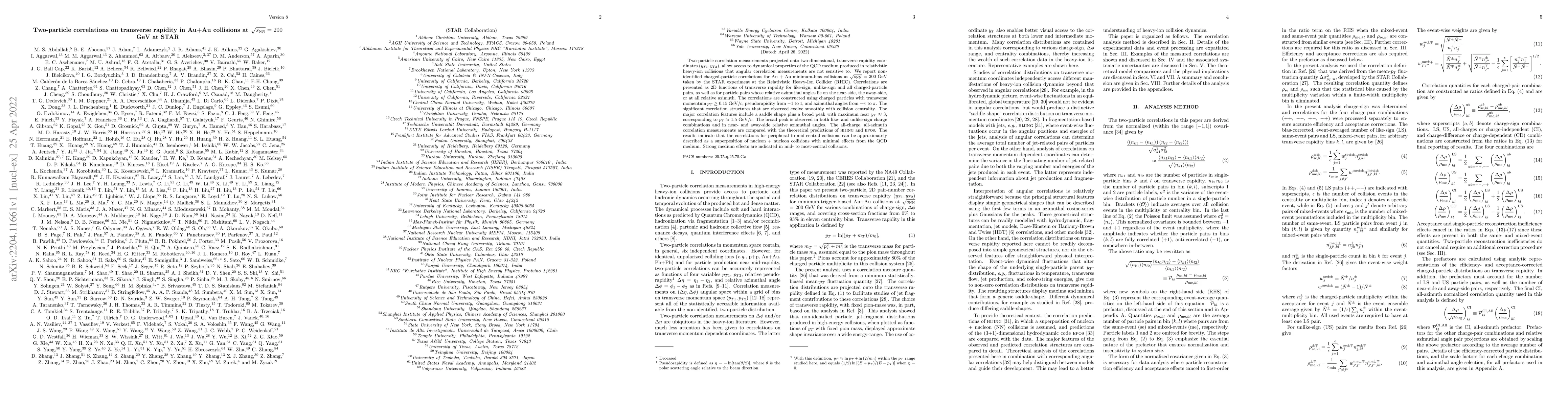 Thumbnail for Two-particle correlations on transverse rapidity in Au+Au collisions at
  $\sqrt{s_{\rm NN}}=200$ GeV at STAR