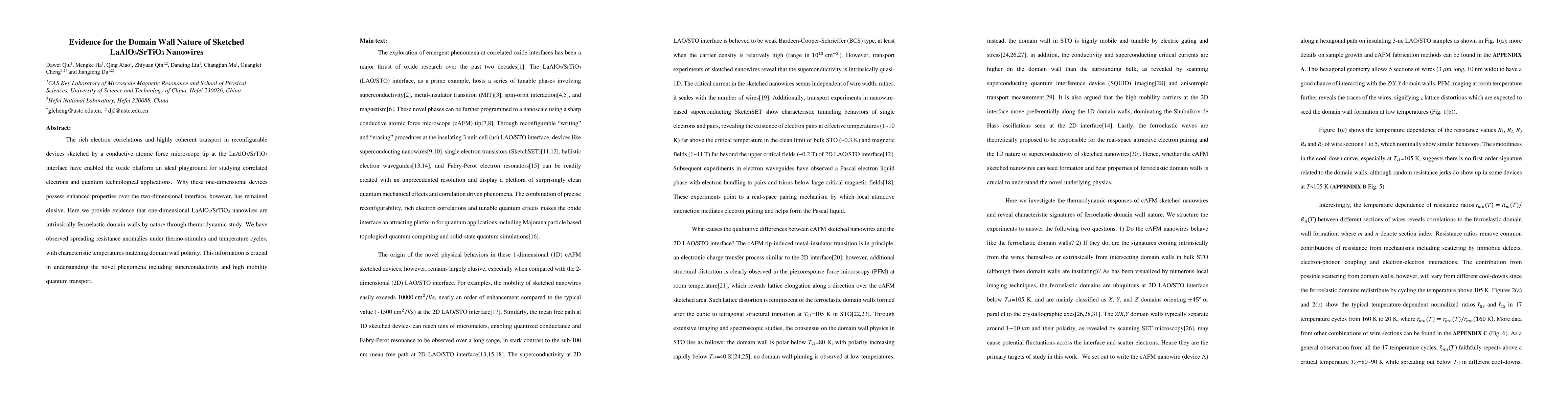 Thumbnail for Domain wall nature of sketched LaAlO3/SrTiO3 nanowires