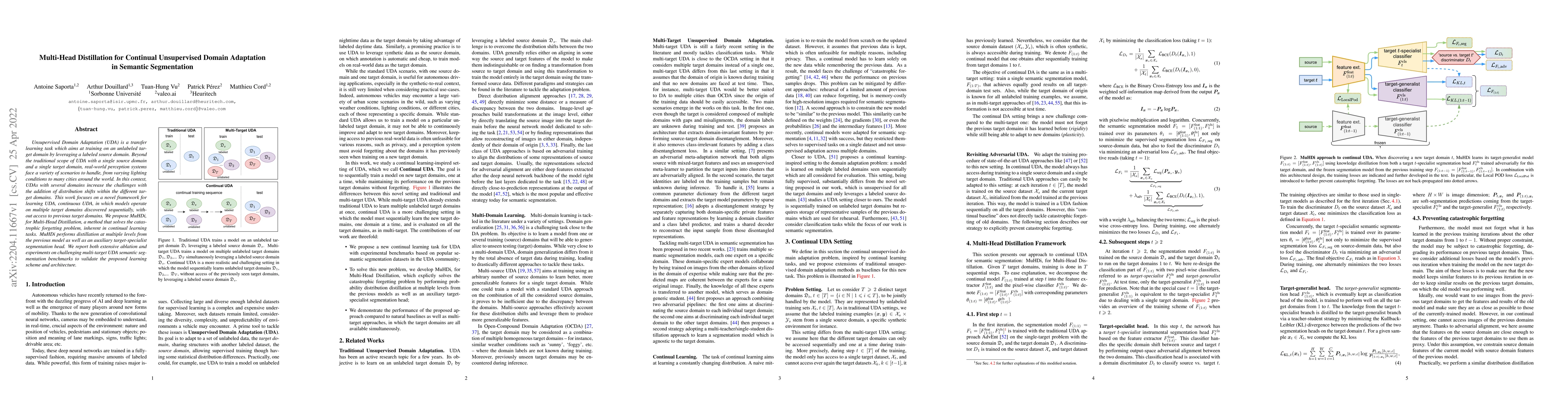 Thumbnail for Multi-Head Distillation for Continual Unsupervised Domain Adaptation in
  Semantic Segmentation