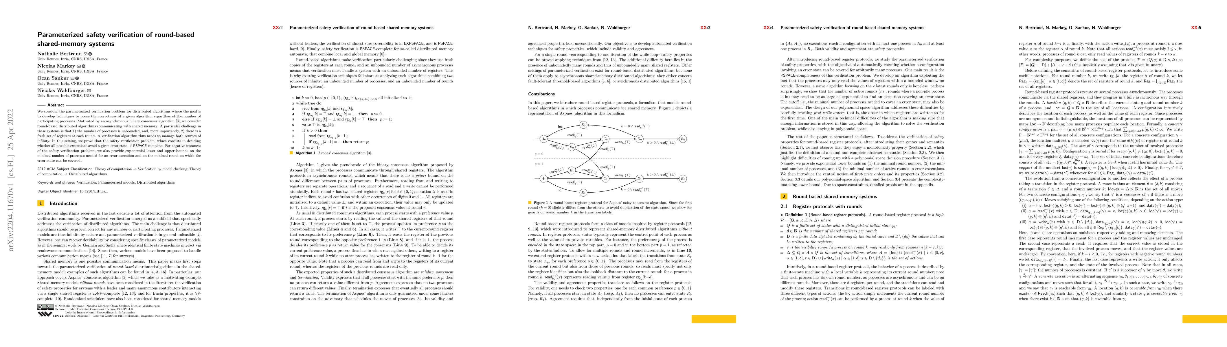 Thumbnail for Parameterized safety verification of round-based shared-memory systems