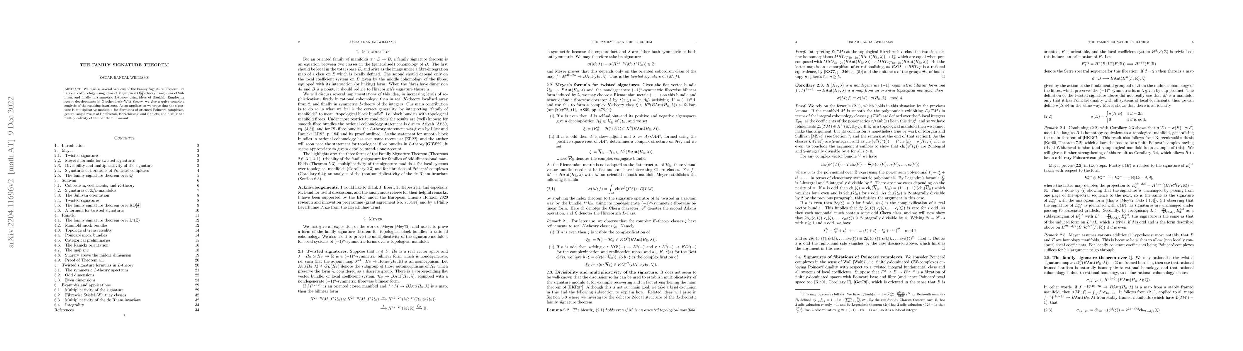 Thumbnail for The family signature theorem