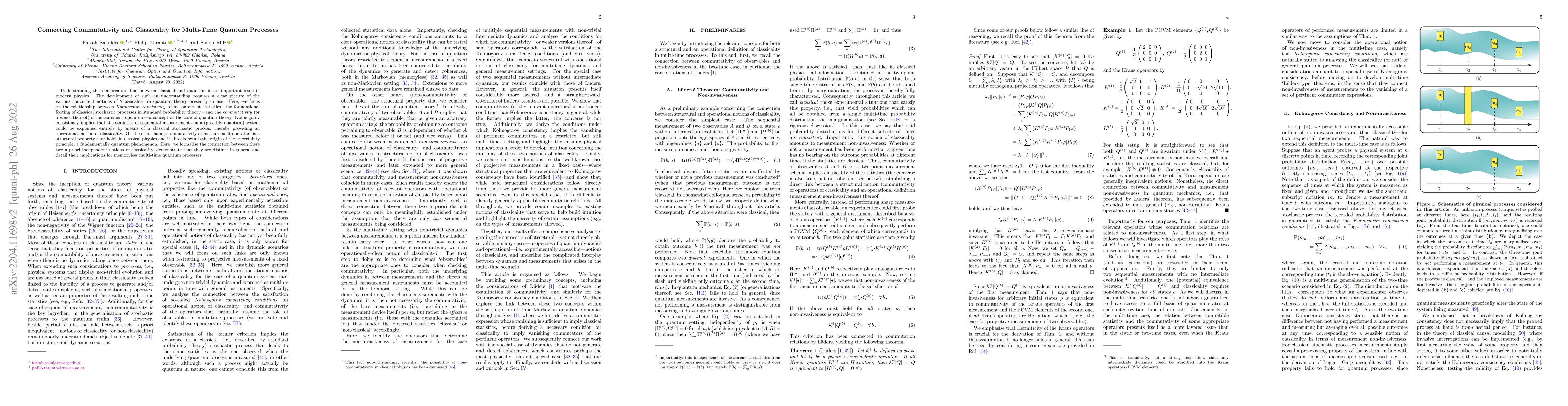 Thumbnail for Connecting Commutativity and Classicality for Multi-Time Quantum
  Processes