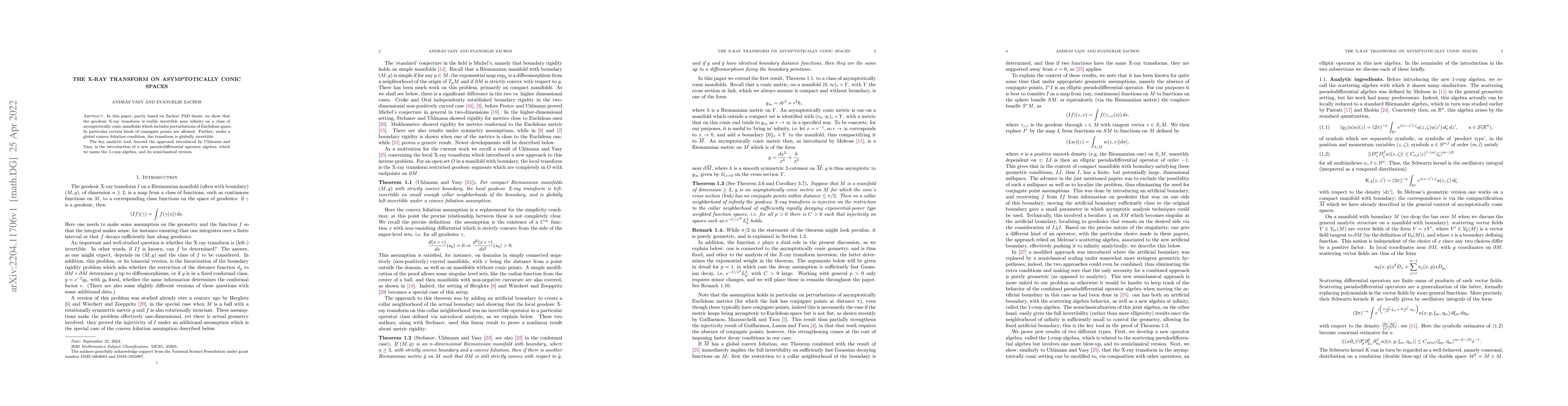 Thumbnail for The X-ray transform on asymptotically conic spaces