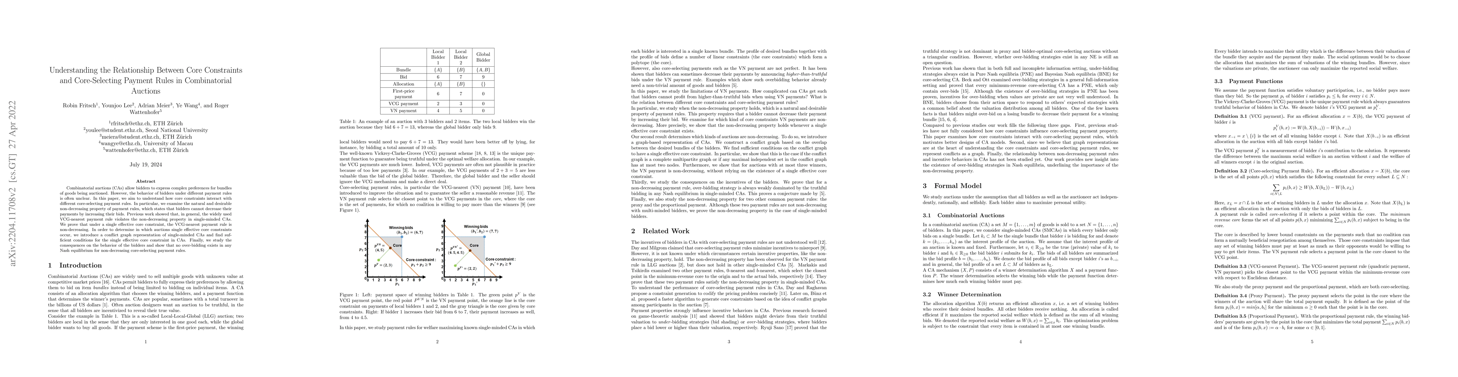 Thumbnail for Understanding the Relationship Between Core Constraints and
  Core-Selecting Payment Rules in Combinatorial Auctions