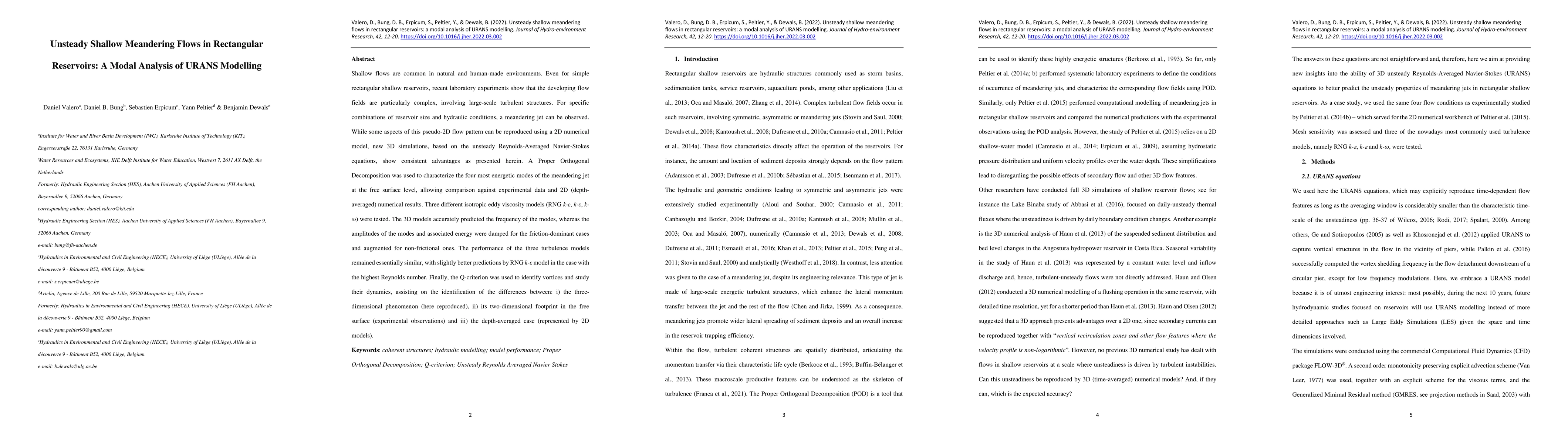 Thumbnail for Unsteady shallow meandering flows in rectangular reservoirs: A modal
  analysis of URANS modelling