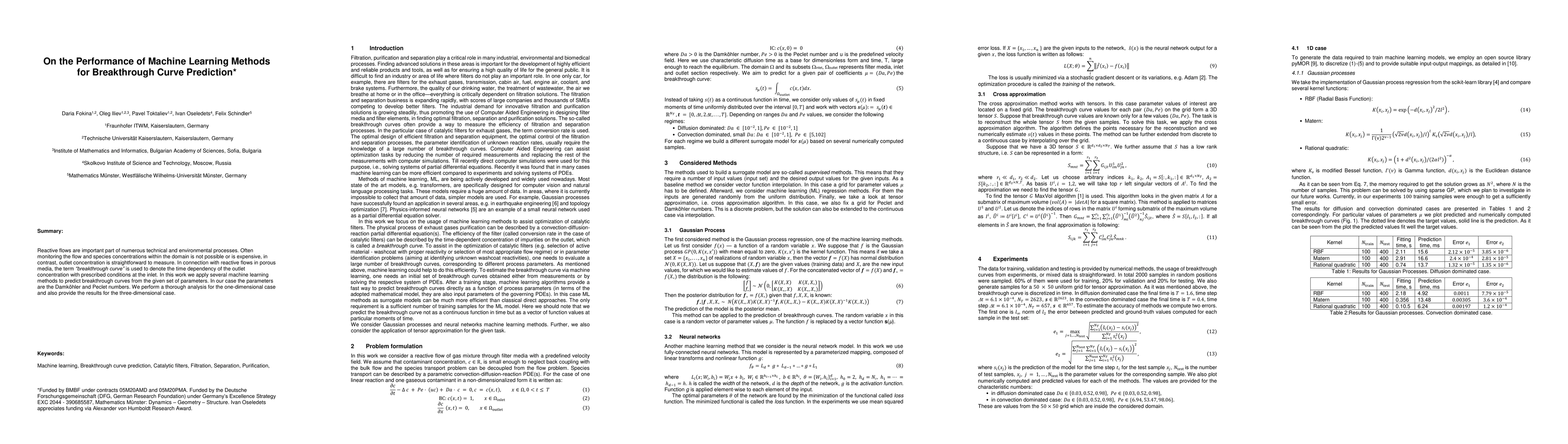 Thumbnail for On the Performance of Machine Learning Methods for Breakthrough Curve
  Prediction
