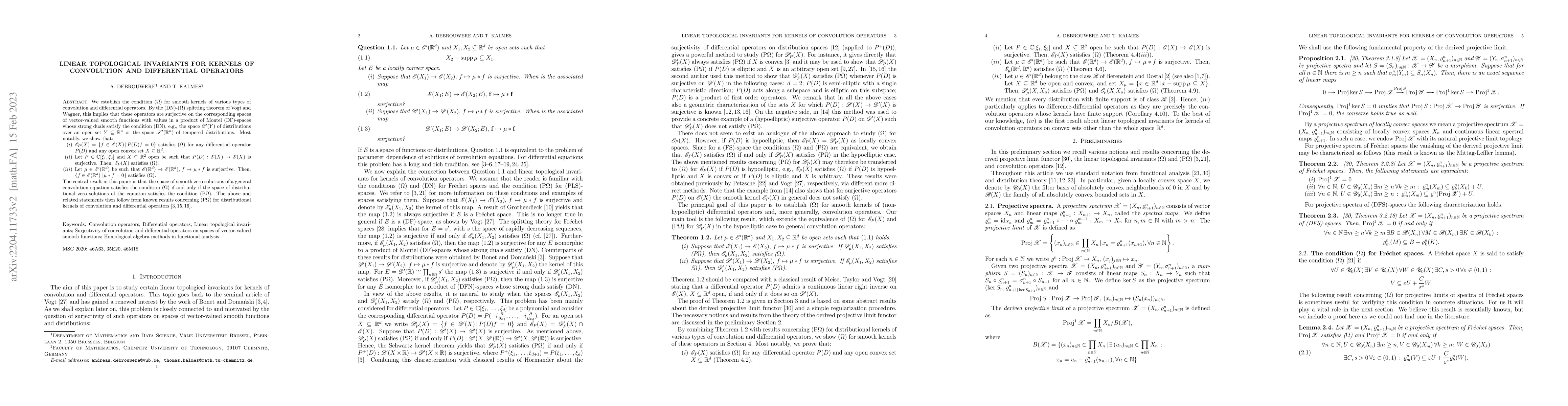 Thumbnail for Linear topological invariants for kernels of convolution and
  differential operators