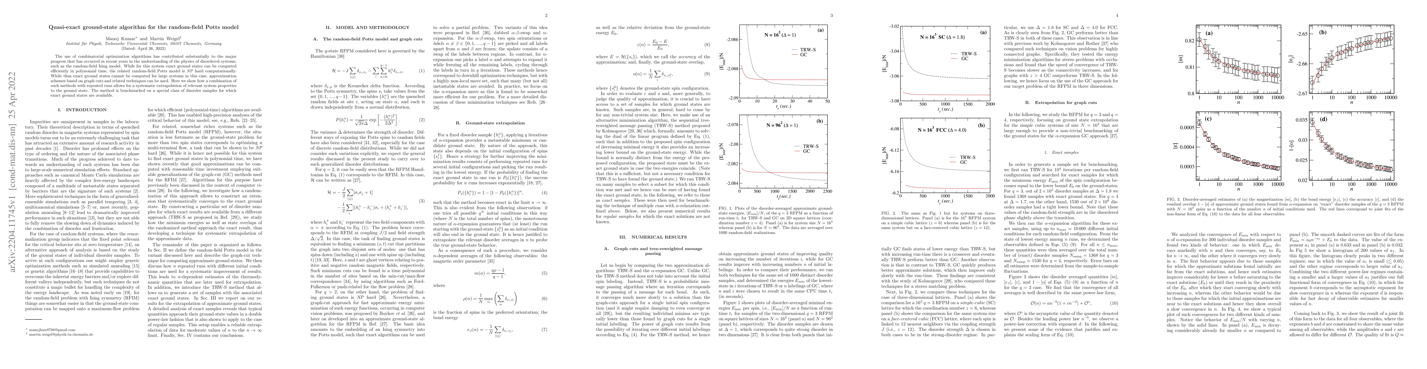 Thumbnail for Quasi-exact ground-state algorithm for the random-field Potts model