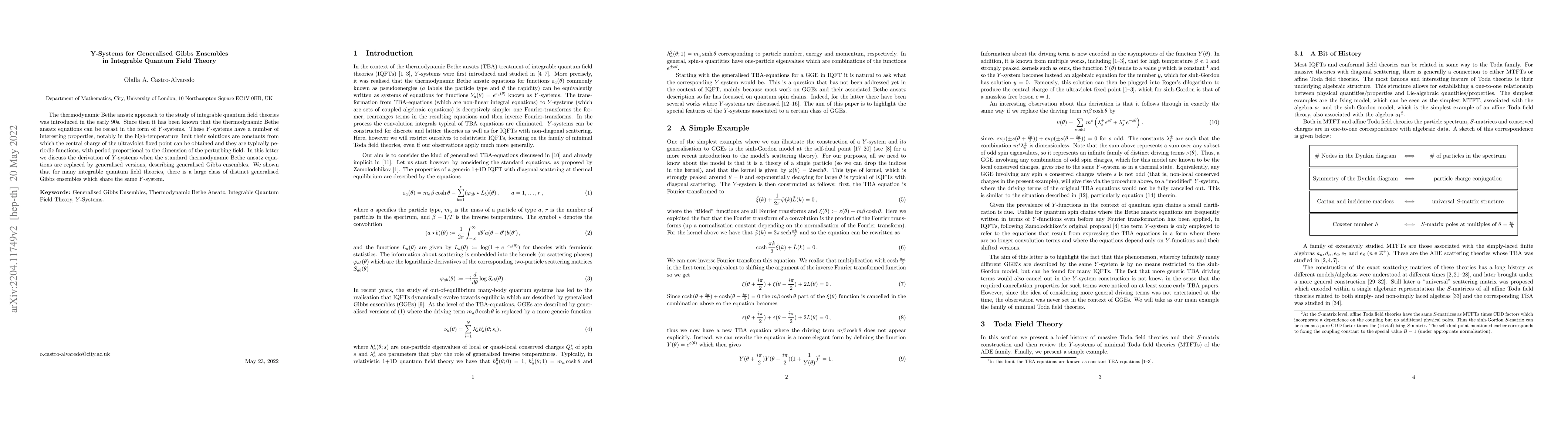Thumbnail for Y-Systems for Generalised Gibbs Ensembles in Integrable Quantum Field
  Theory