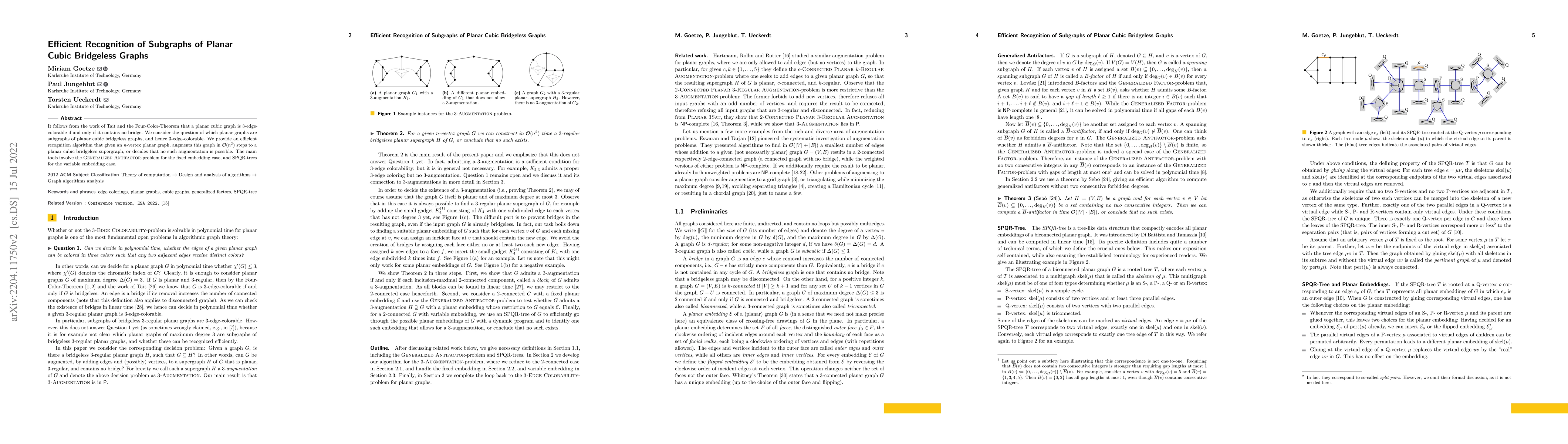 Thumbnail for Efficient Recognition of Subgraphs of Planar Cubic Bridgeless Graphs