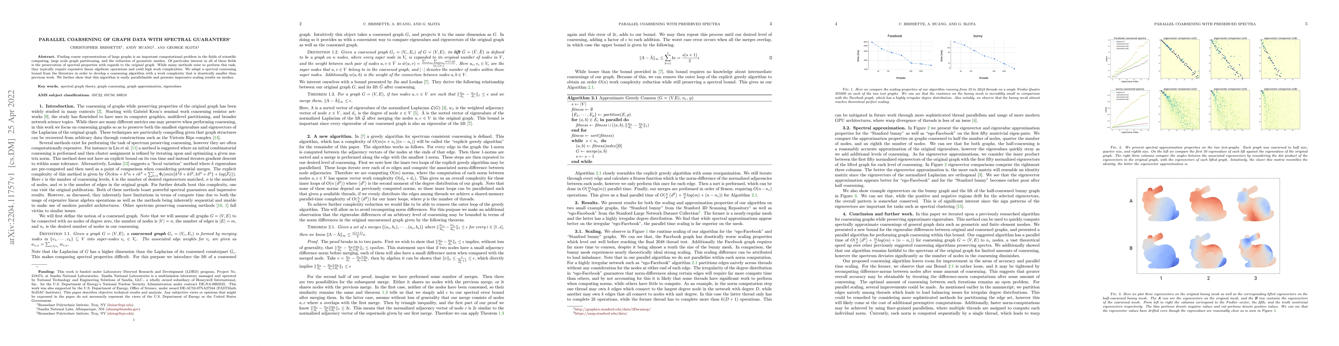 Thumbnail for Parallel coarsening of graph data with spectral guarantees