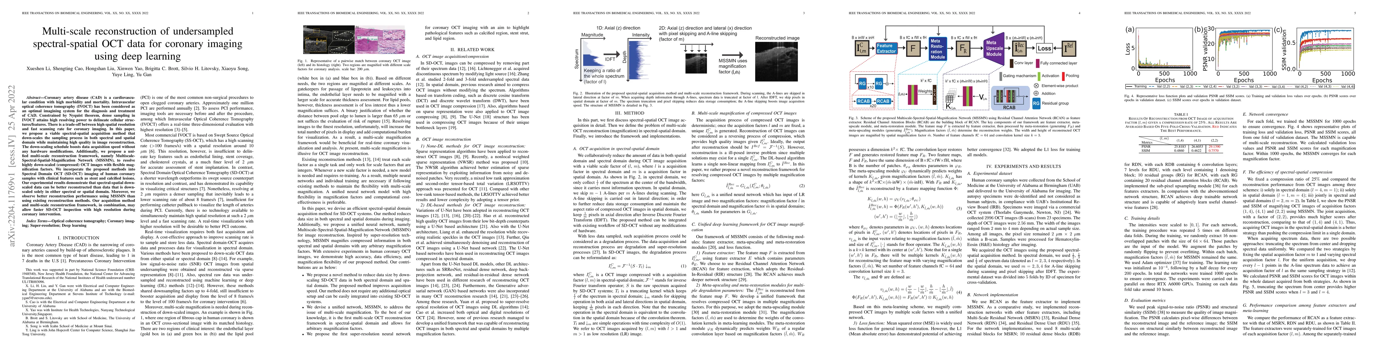 Thumbnail for Multi-scale reconstruction of undersampled spectral-spatial OCT data for
  coronary imaging using deep learning