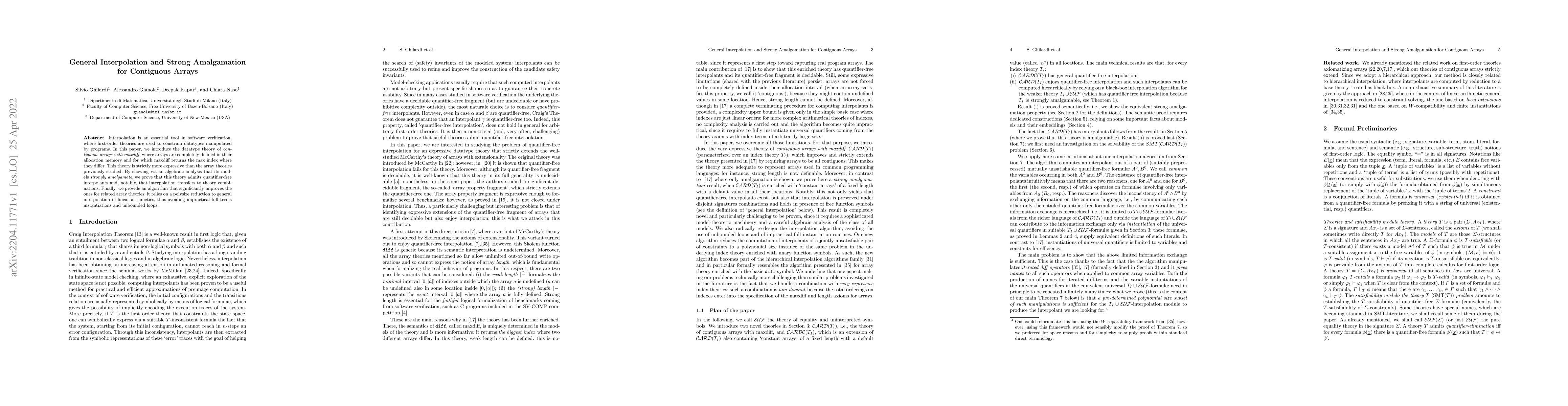 Thumbnail for General Interpolation and Strong Amalgamation for Contiguous Arrays