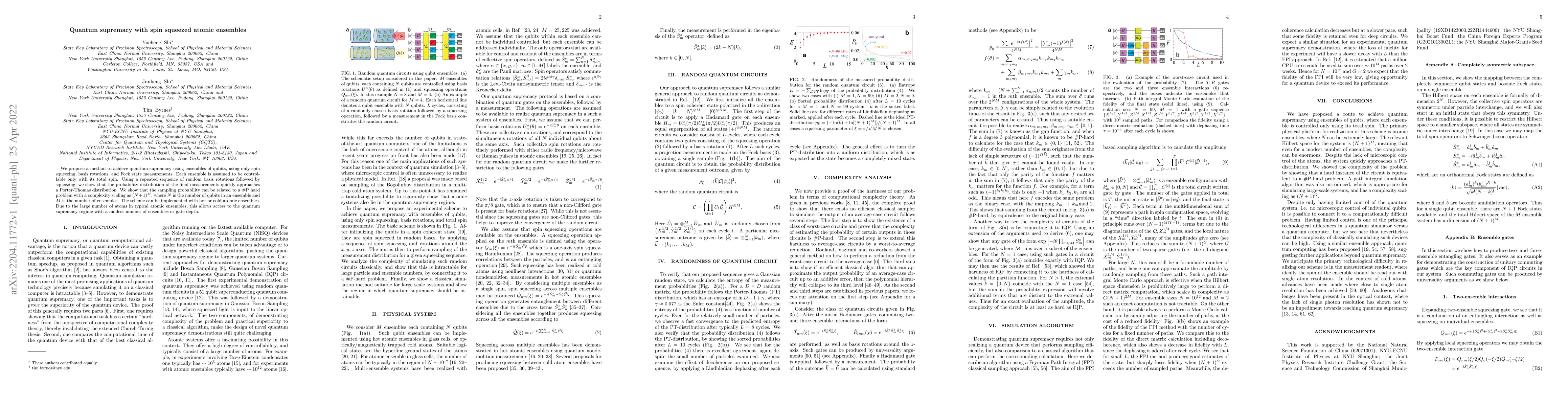Thumbnail for Quantum supremacy with spin squeezed atomic ensembles