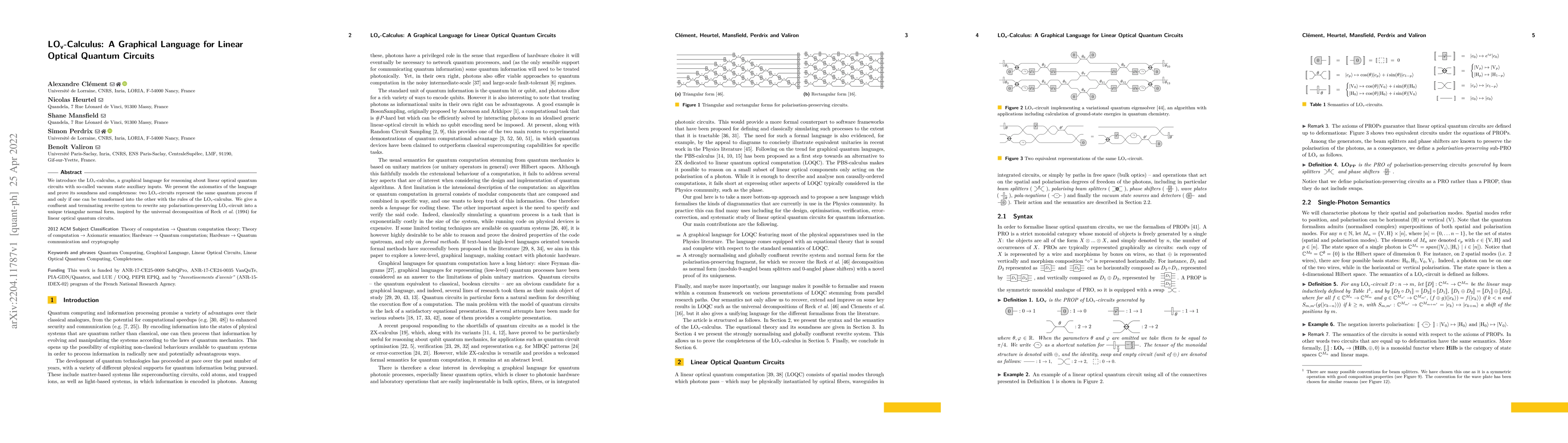 Thumbnail for LOv-Calculus: A Graphical Language for Linear Optical Quantum Circuits