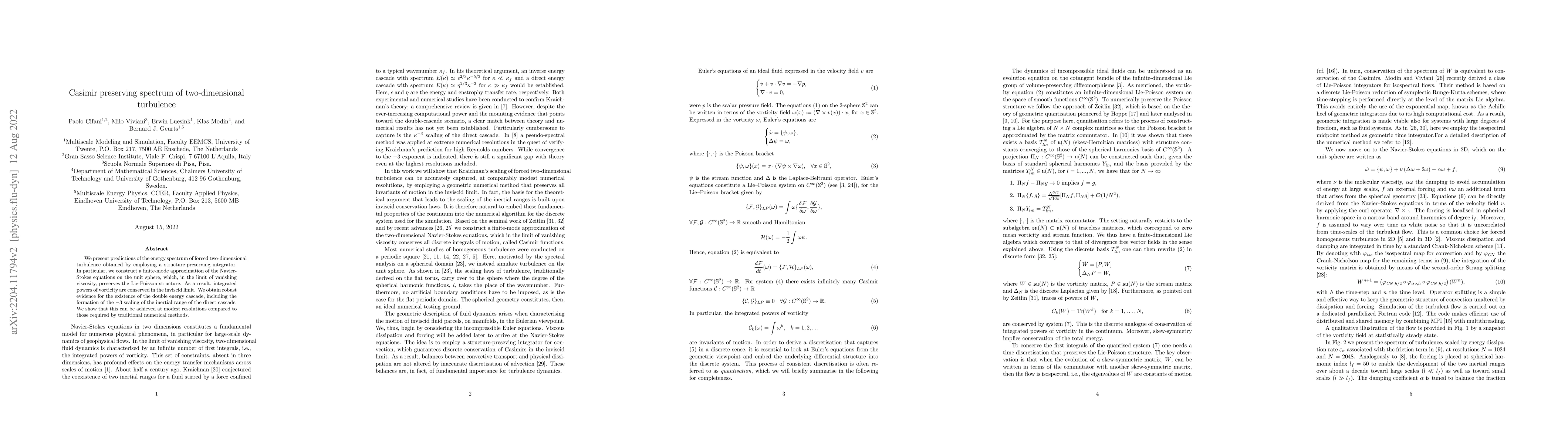Thumbnail for Casimir preserving spectrum of two-dimensional turbulence