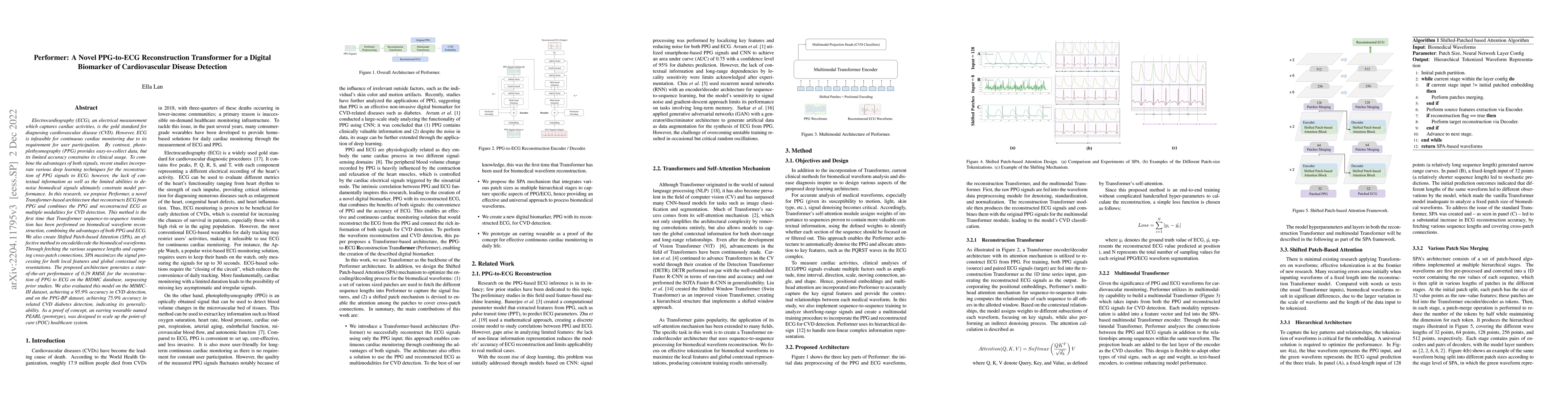 Thumbnail for Performer: A Novel PPG-to-ECG Reconstruction Transformer for a Digital
  Biomarker of Cardiovascular Disease Detection