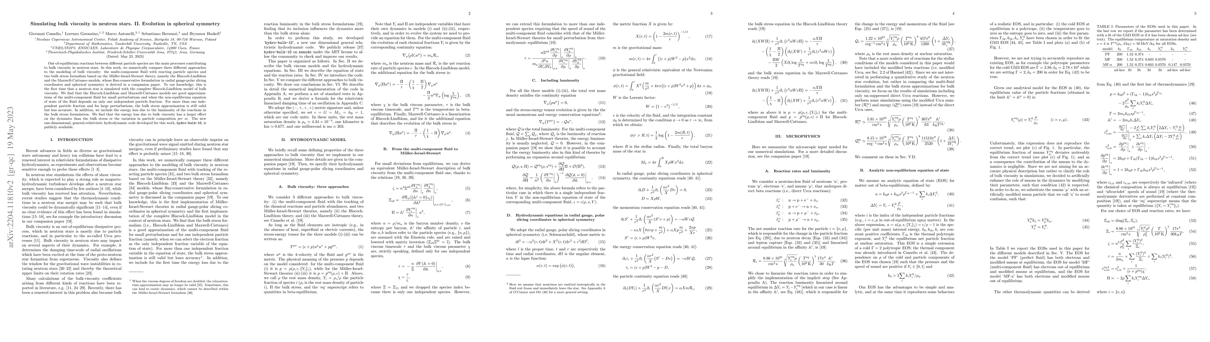 Thumbnail for Simulating bulk viscosity in neutron stars. II. Evolution in spherical
  symmetry