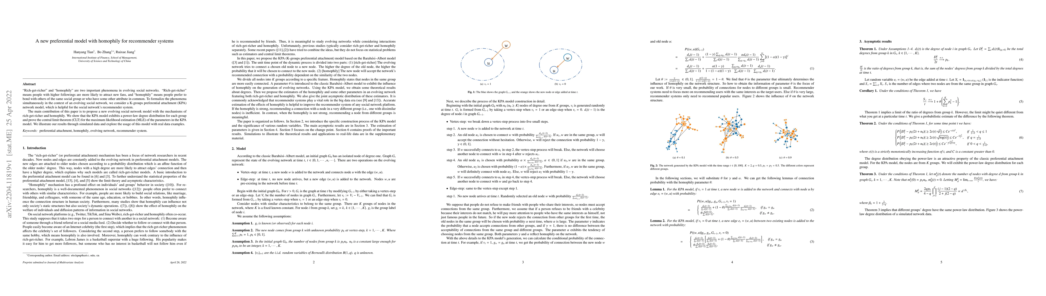 Thumbnail for A new preferential model with homophily for recommender systems
