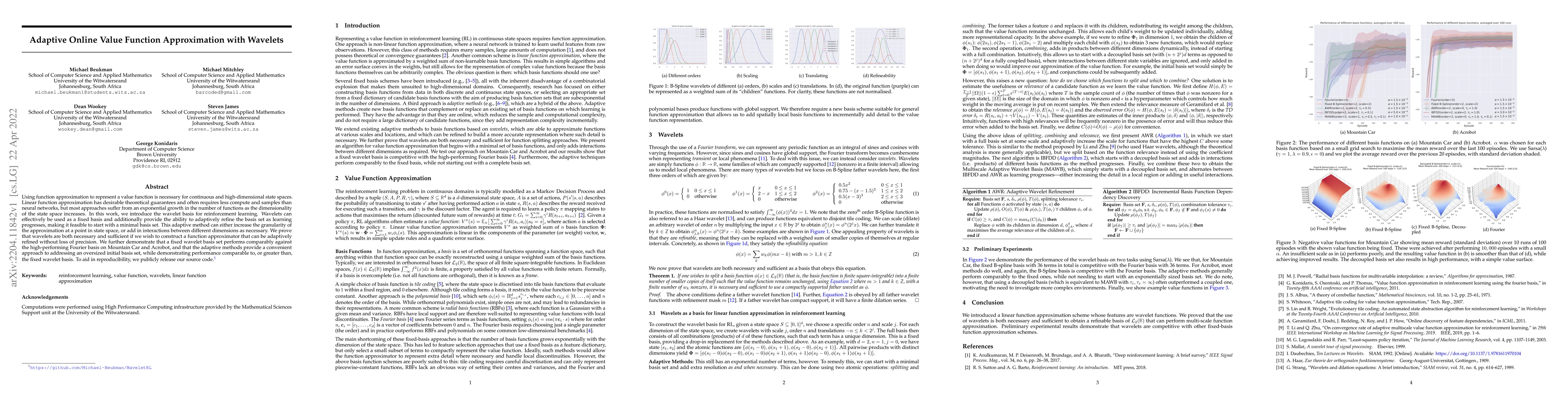 Thumbnail for Adaptive Online Value Function Approximation with Wavelets