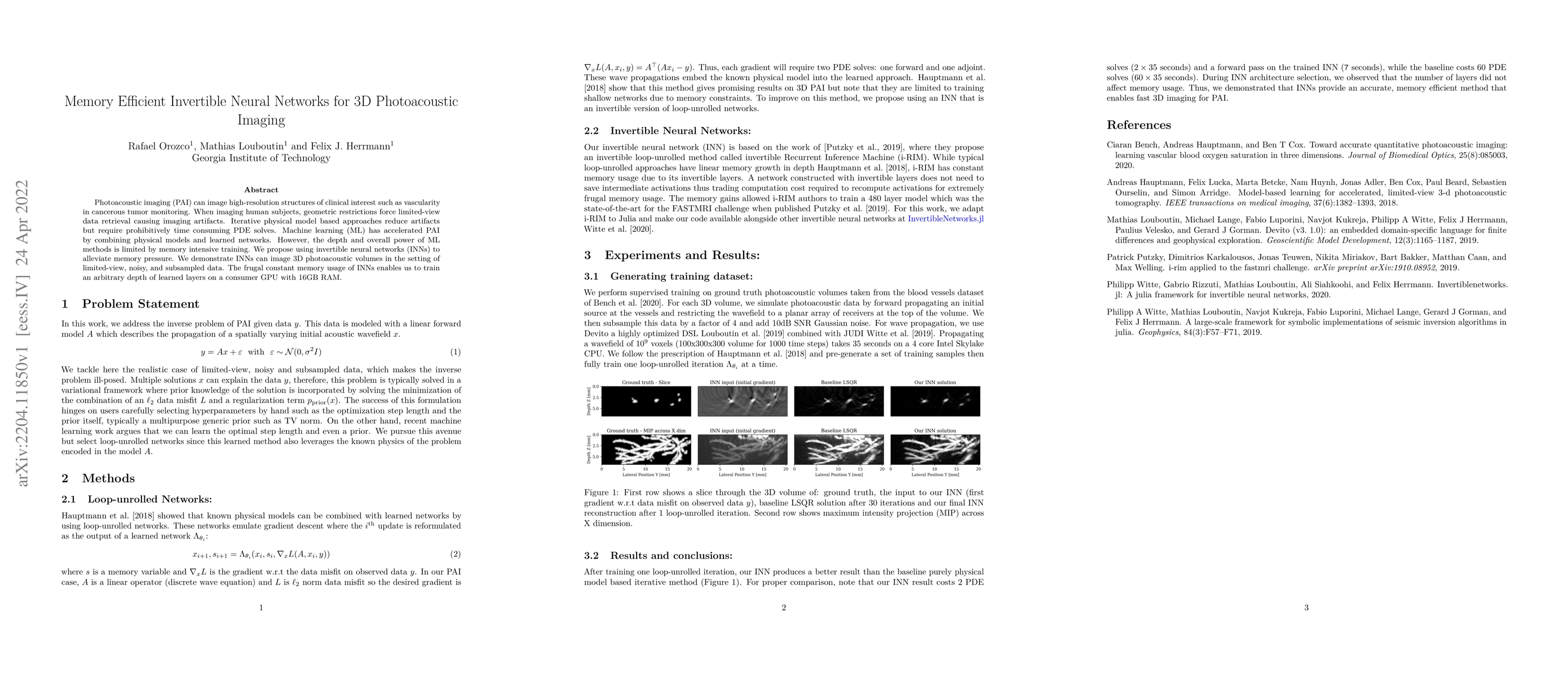 Thumbnail for Memory Efficient Invertible Neural Networks for 3D Photoacoustic Imaging