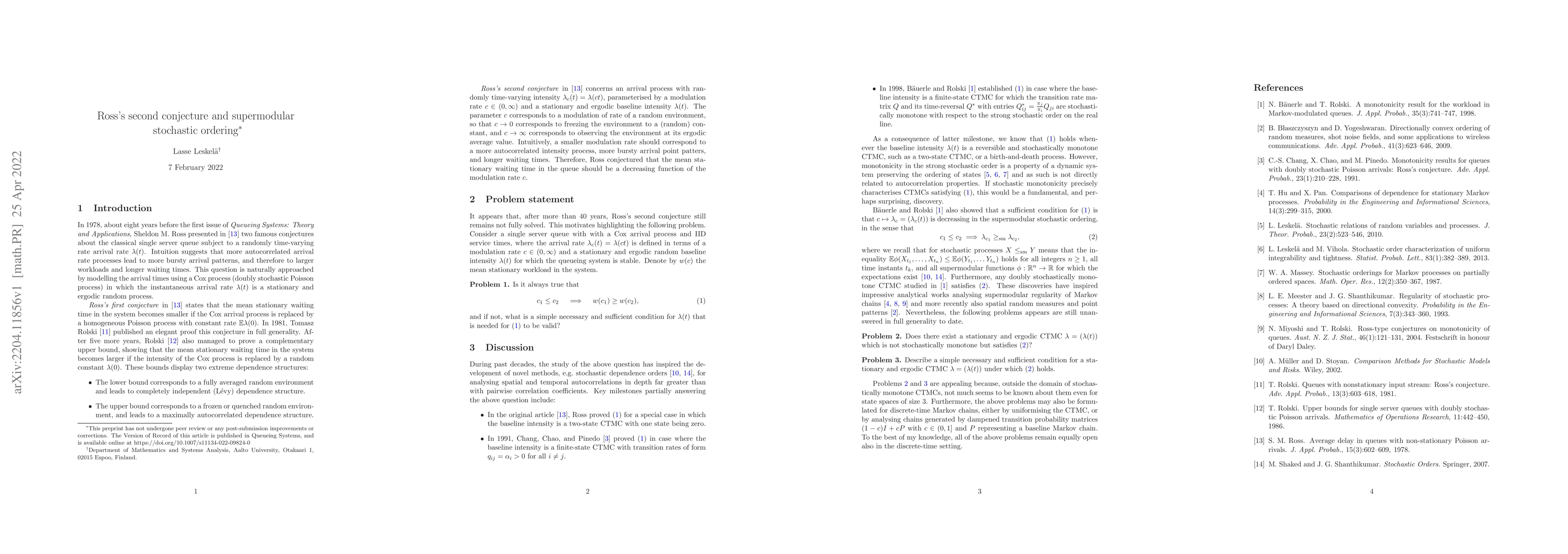 Thumbnail for Ross's second conjecture and supermodular stochastic ordering