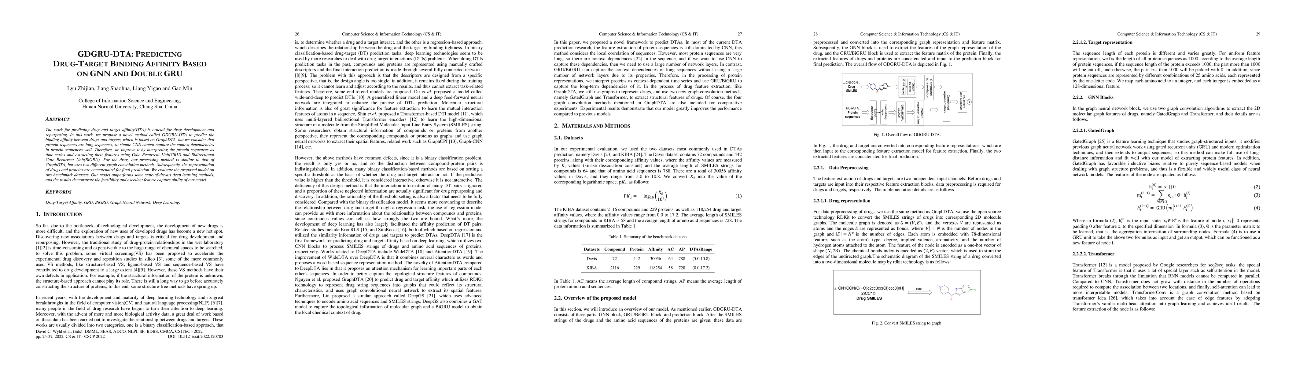 Thumbnail for GDGRU-DTA: Predicting Drug-Target Binding Affinity Based on GNN and
  Double GRU