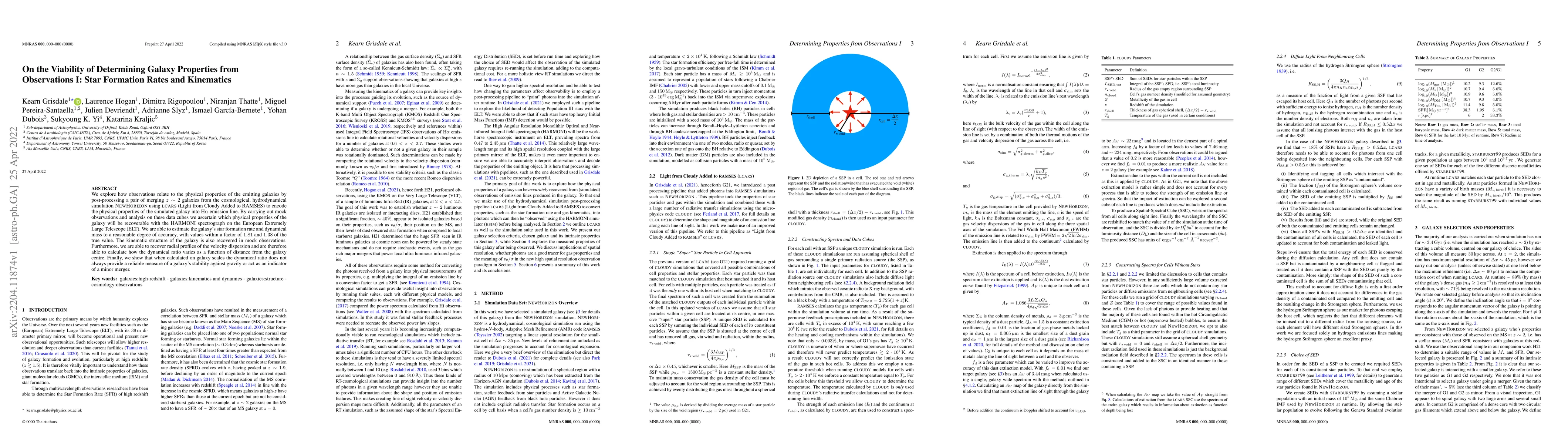 Thumbnail for On the Viability of Determining Galaxy Properties from Observations I:
  Star Formation Rates and Kinematics