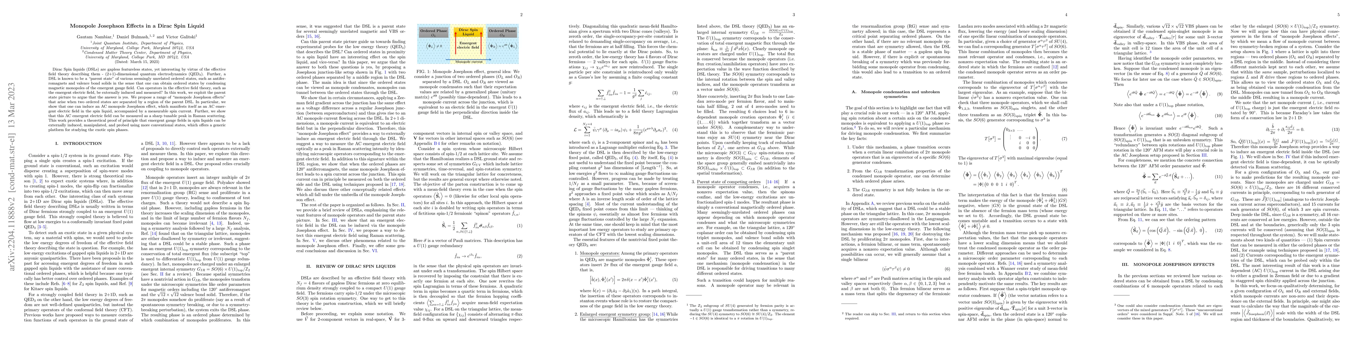 Thumbnail for Monopole Josephson Effects in a Dirac Spin Liquid