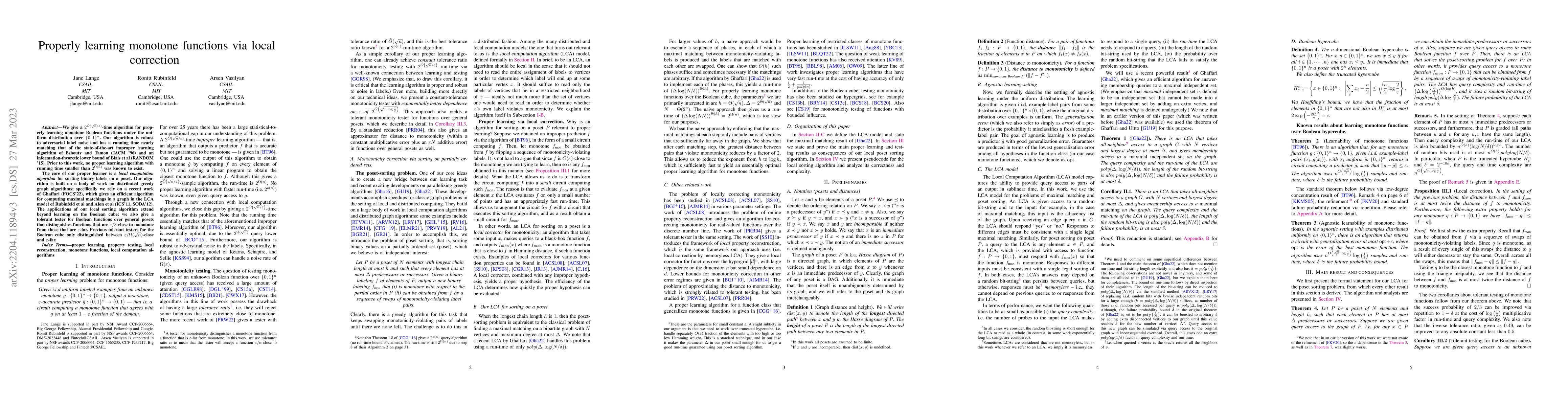 Thumbnail for Properly learning monotone functions via local reconstruction