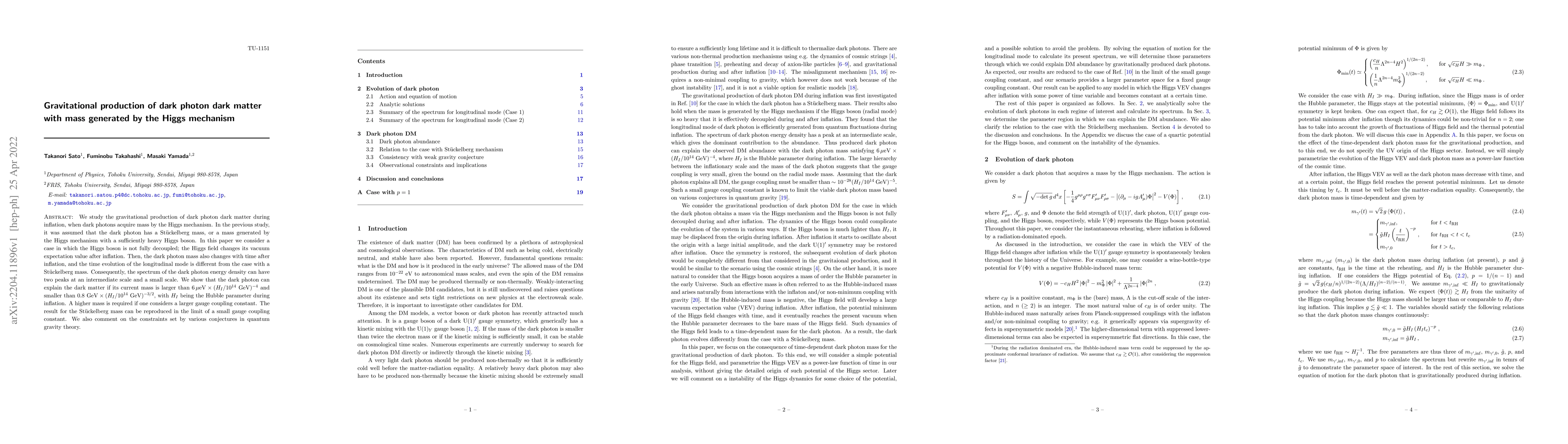 Thumbnail for Gravitational production of dark photon dark matter with mass generated
  by the Higgs mechanism