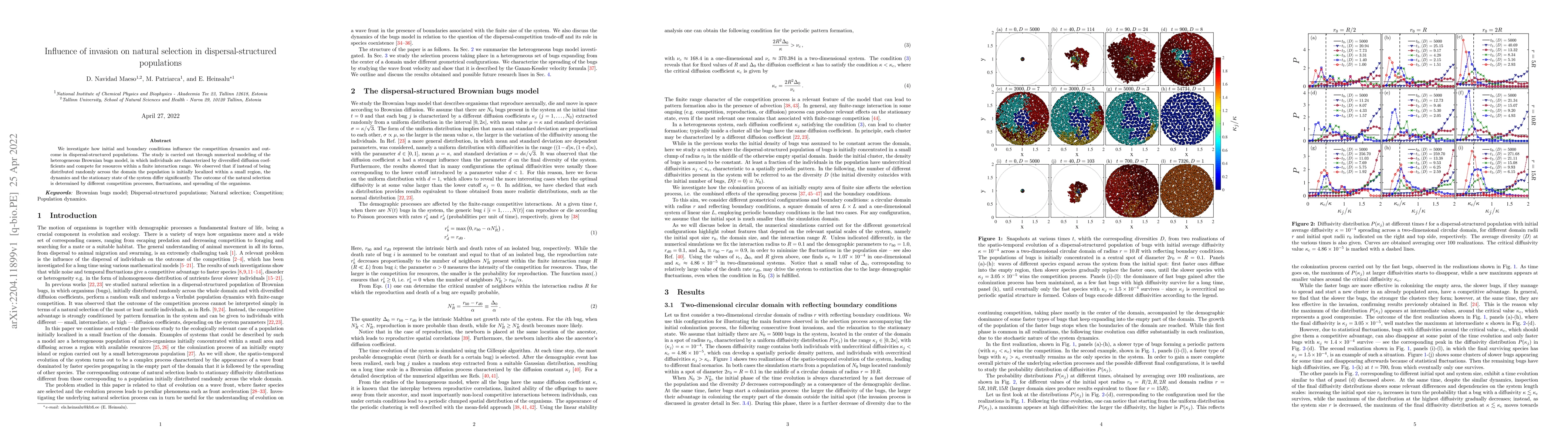 Thumbnail for Influence of invasion on natural selection in dispersal-structured
  populations