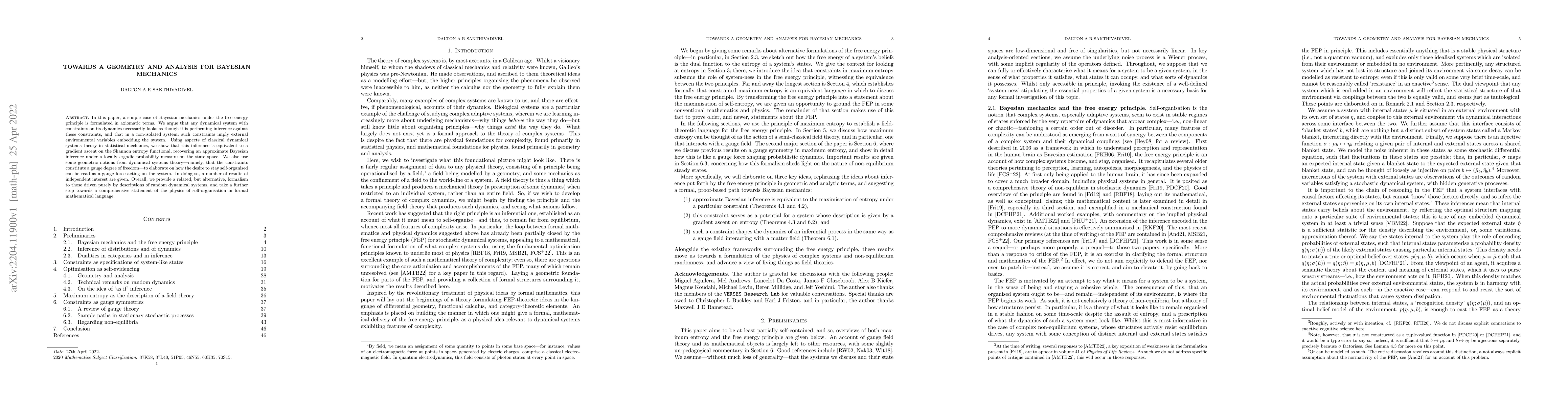 Thumbnail for Towards a Geometry and Analysis for Bayesian Mechanics
