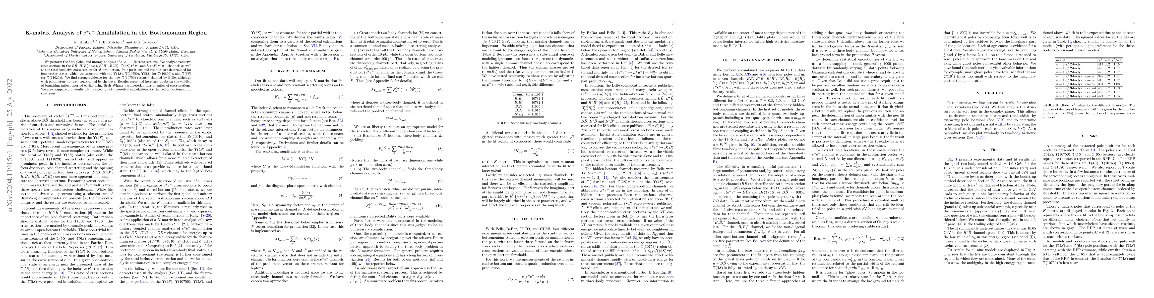 Thumbnail for K-matrix Analysis of $e^+e^-$ Annihilation in the Bottomonium Region