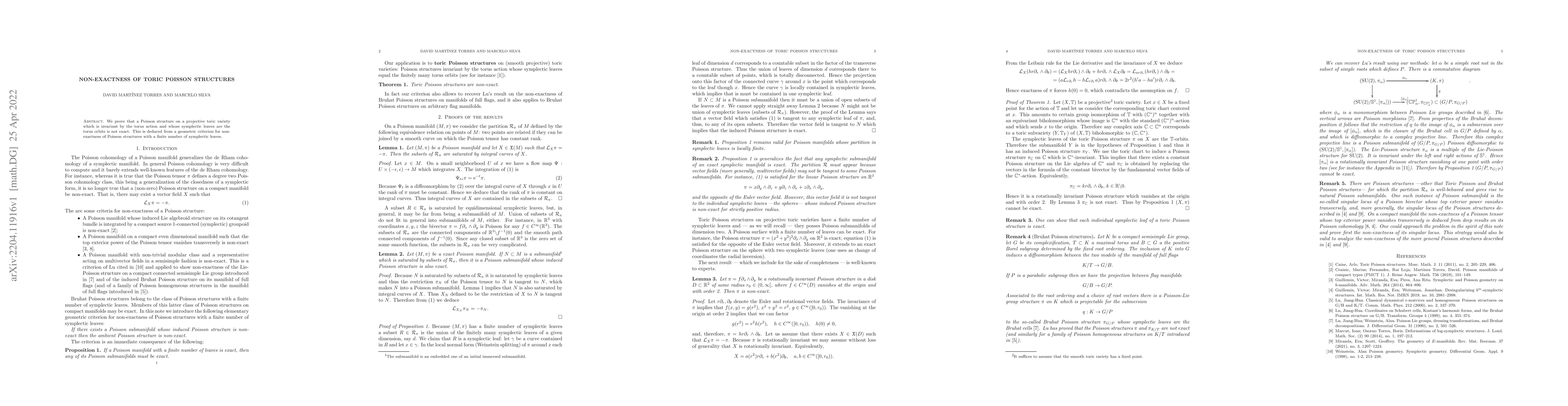Thumbnail for Non-exactness of toric Poisson structures
