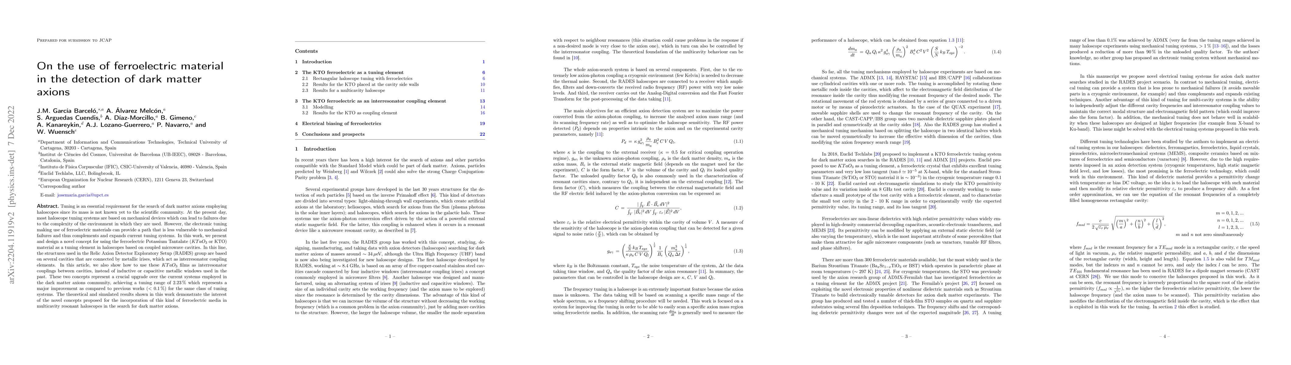 Thumbnail for On the use of ferroelectric material in the detection of dark matter
  axions